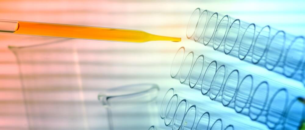 A close up photo of test tubes