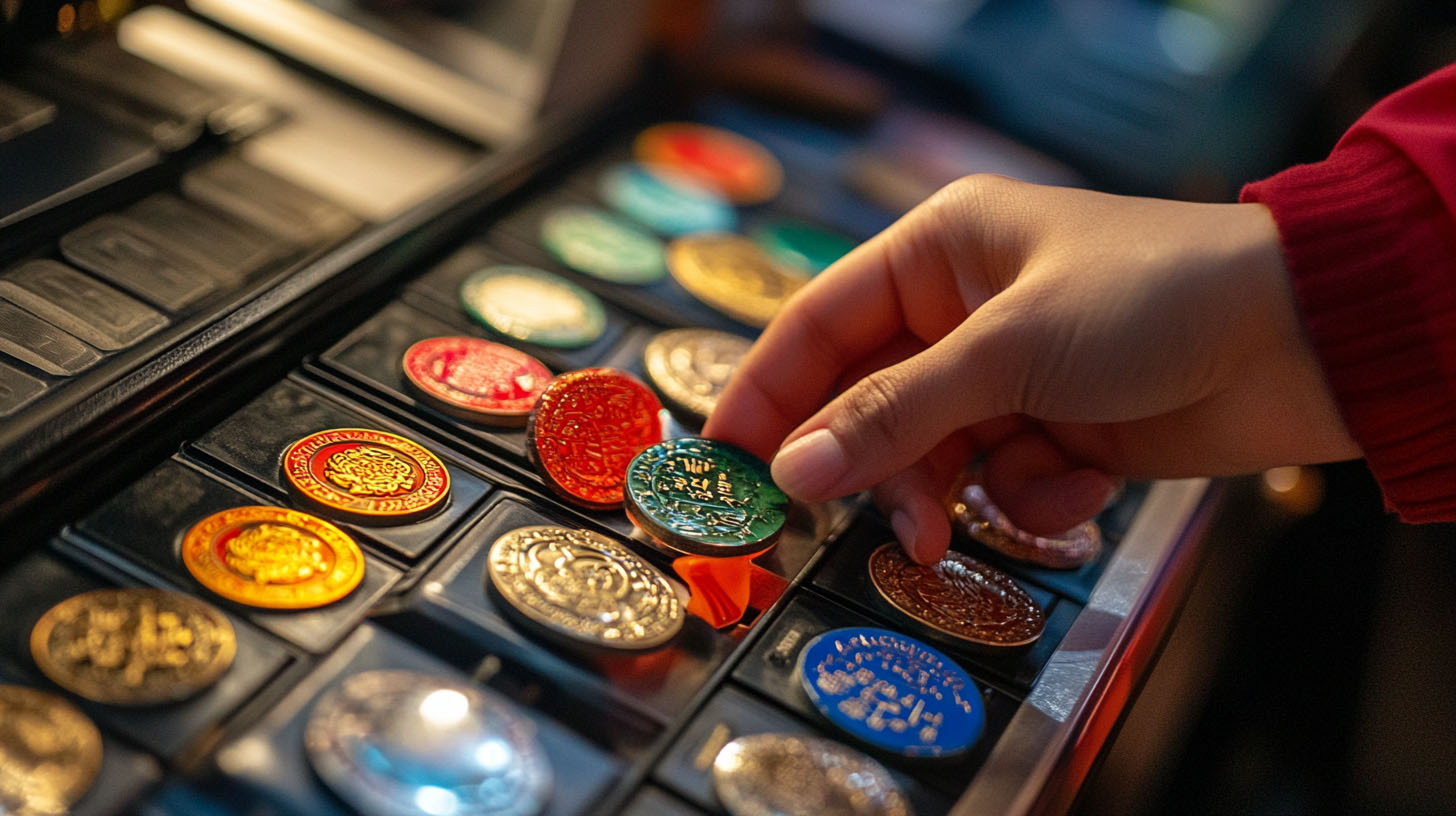 Colourful printed badges