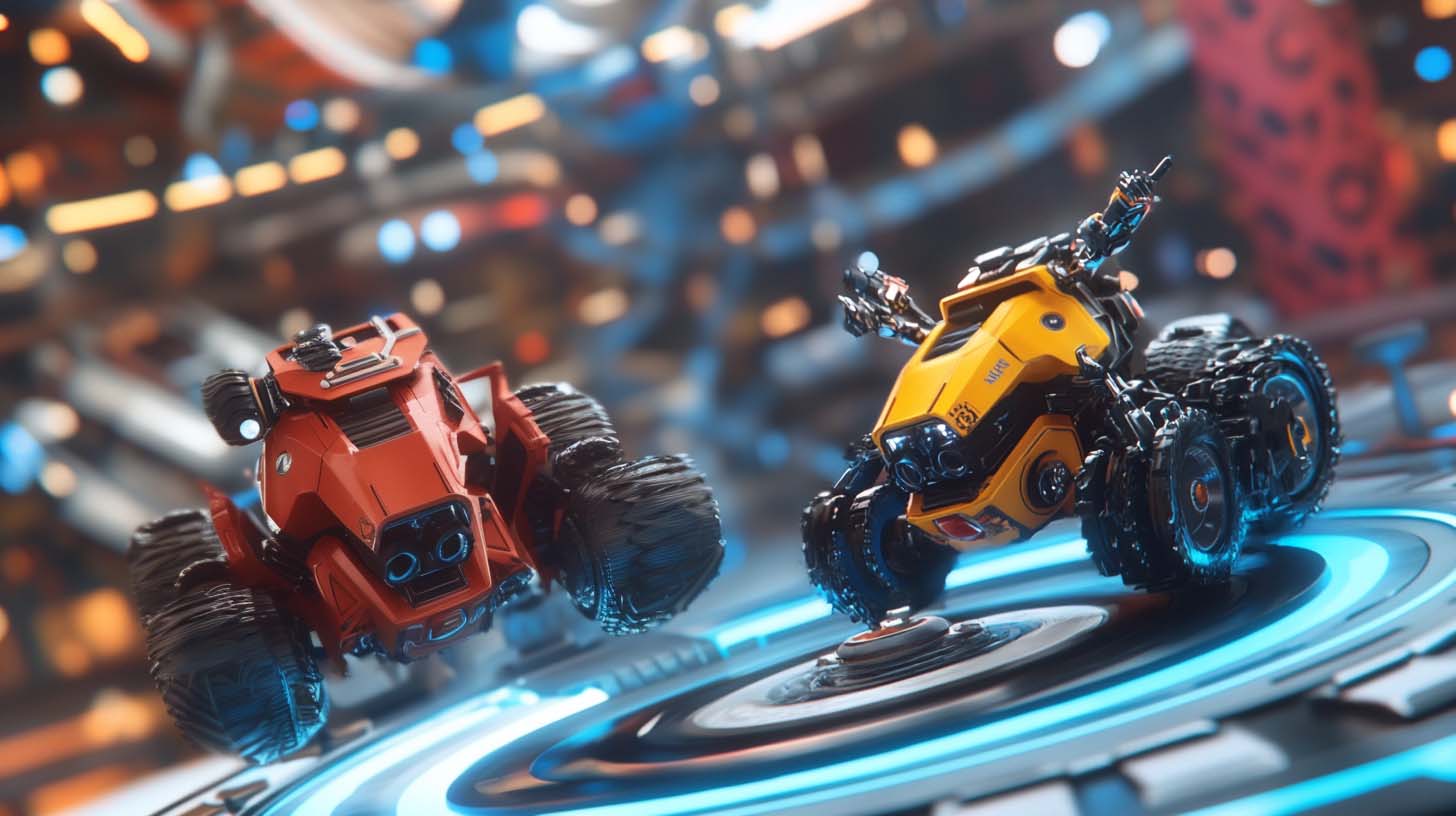 Two Sumo Bots battling it out in a circular arena