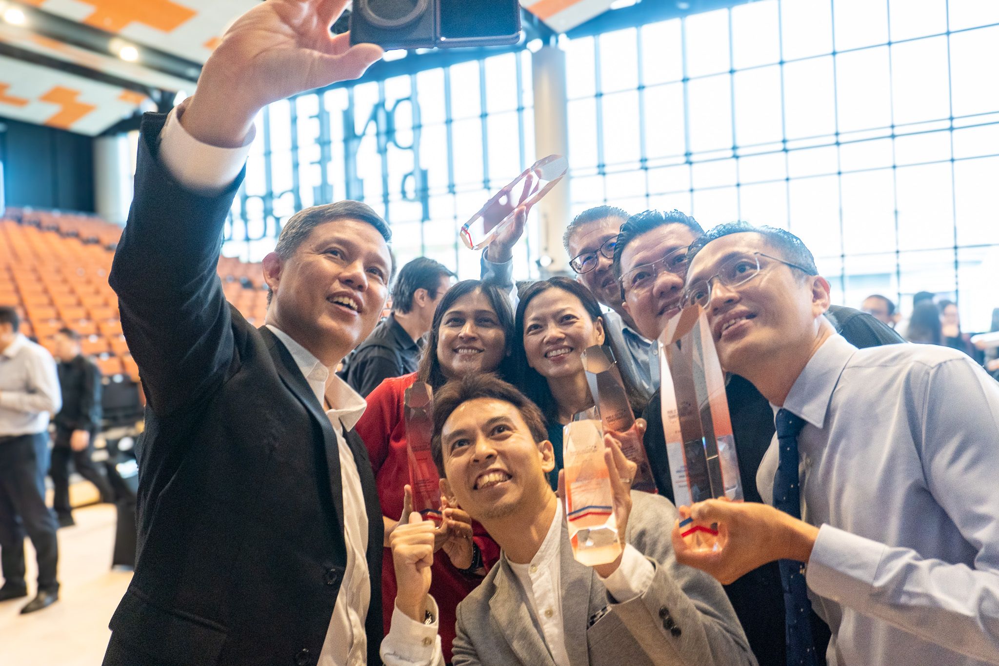 Minister Chan Chun Sing with RP Winners of the Public Service Transformation Awards