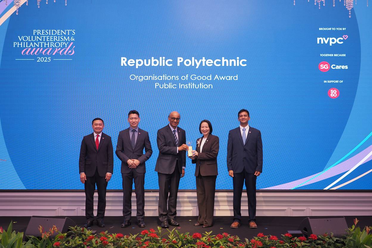 RP receives the Organisations of Good (Public Institution) award at the President’s Volunteerism and Philanthropy Awards 2025, recognising our commitment to nurturing compassionate graduates and creating a #GreaterImpact.