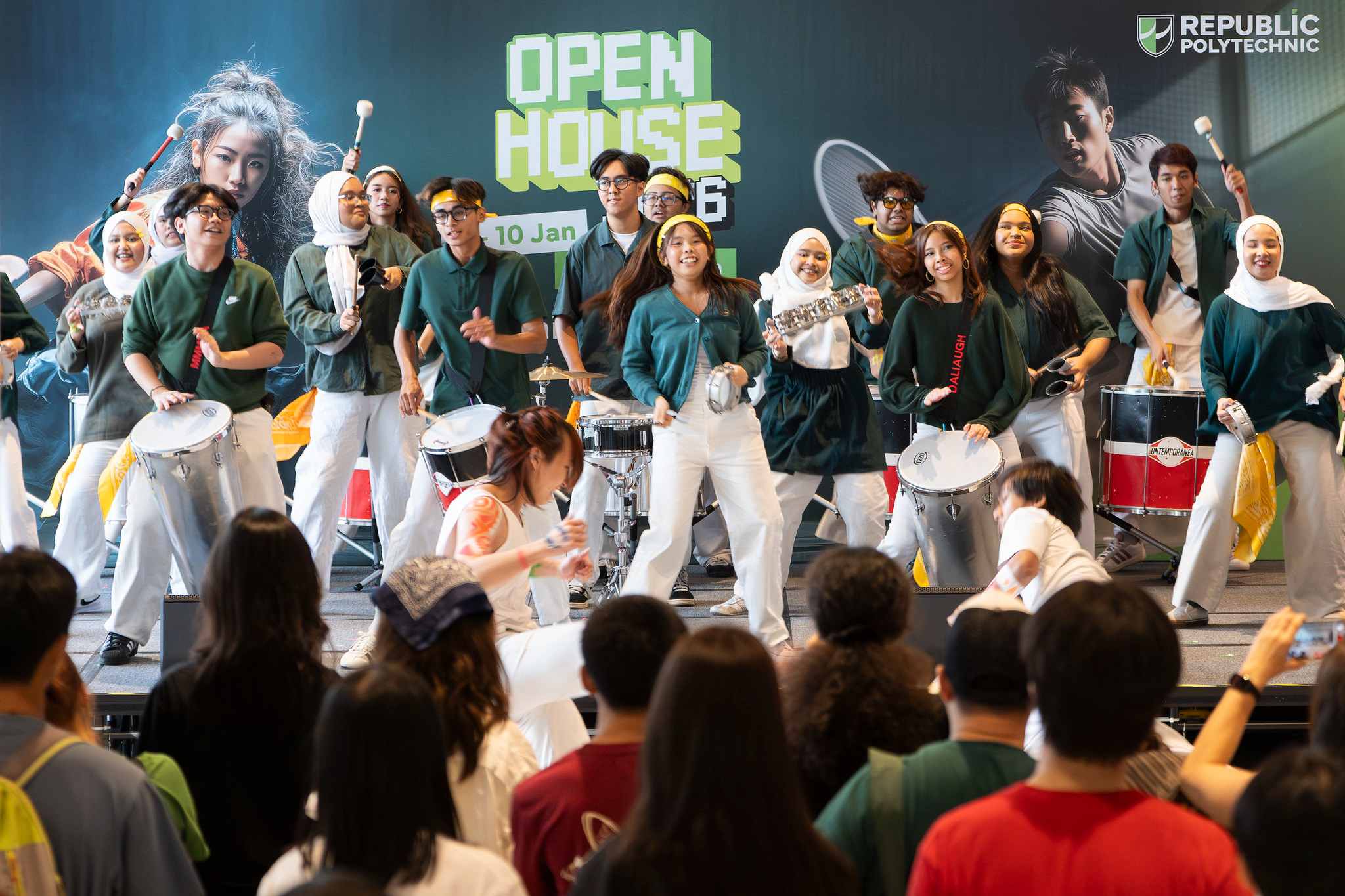 Student performance at North Agora during Open House 2026