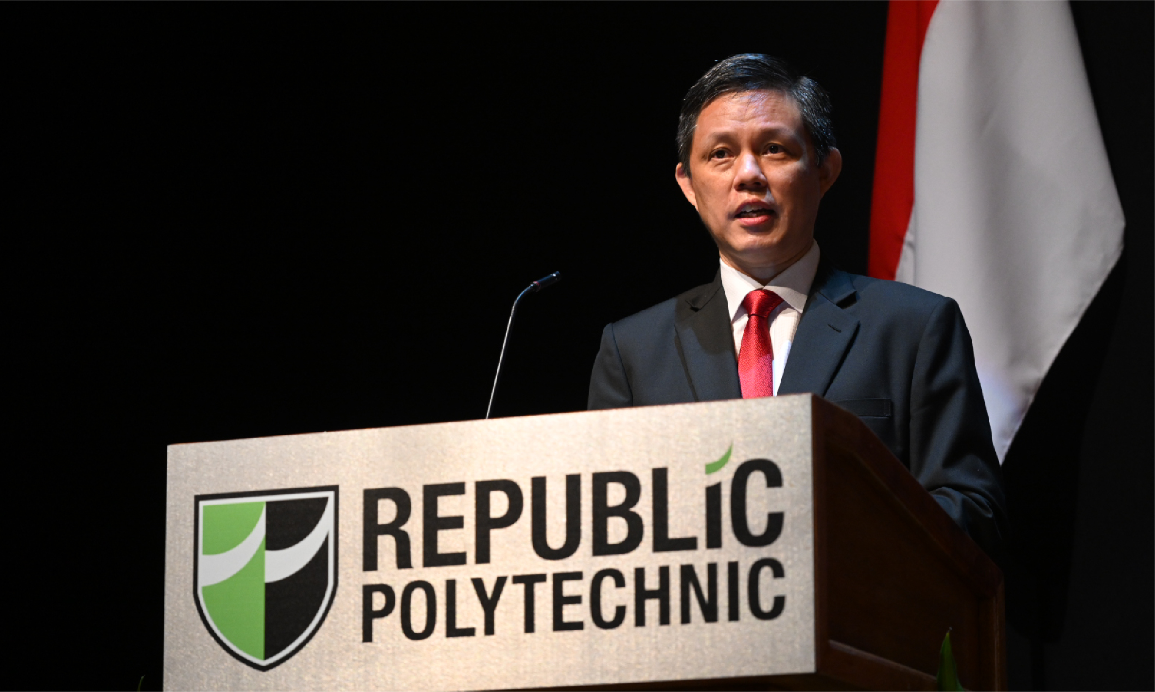 Minister Chan giving speech