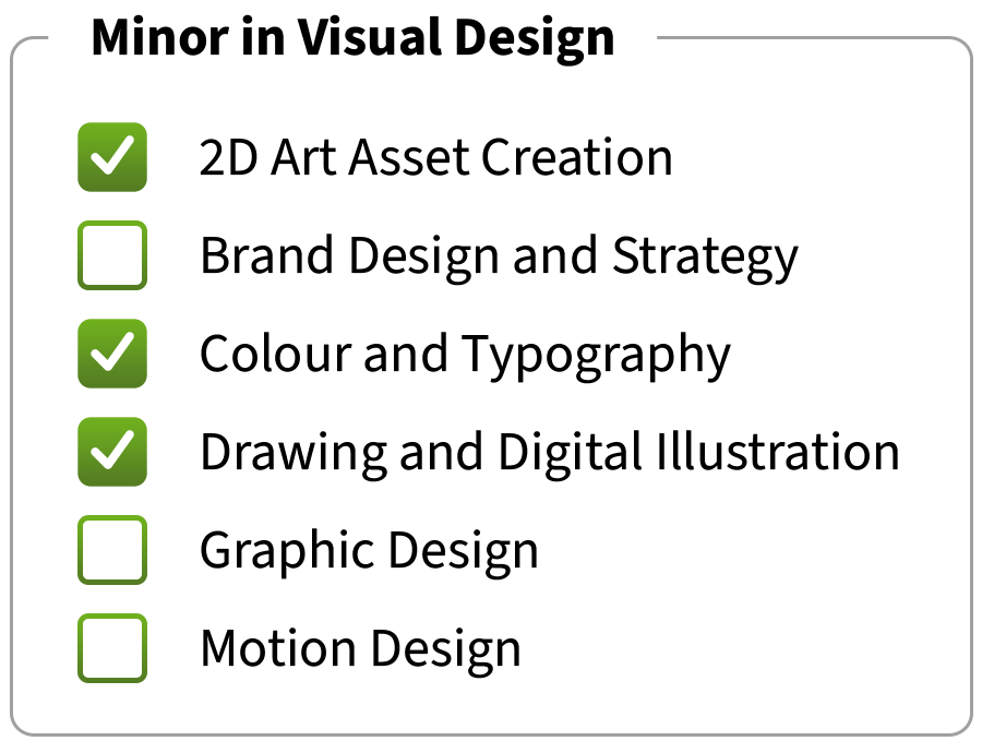 Example of module selection for Minor in Visual Design