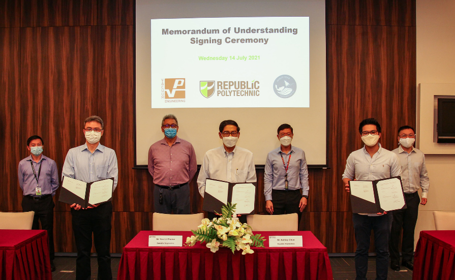 An MOU was signed between Republic Polytechnic (RP), PV Vacuum Engineering Pte Ltd (PV) and Insect Feed Technologies (IFT)