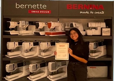 thumbnail size Nur Tahirah Afiqah Bte M R, Year 2 student from Diploma in Applied Chemistry, was presented with the certificate at Bernina