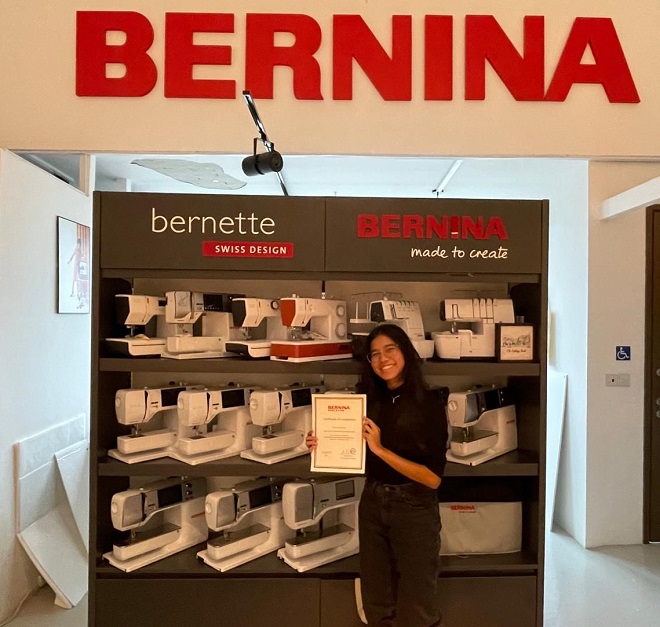Nur Tahirah Afiqah Bte M R, Year 2 student from Diploma in Applied Chemistry, was presented with the certificate at Bernina