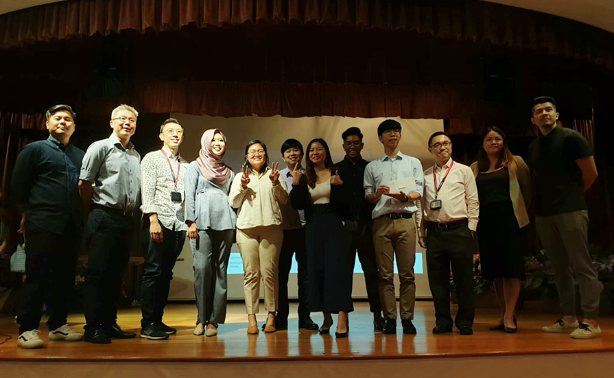 Team DCBR with school director, mentors, and judges from Ogilvy and Changi Airport Group 