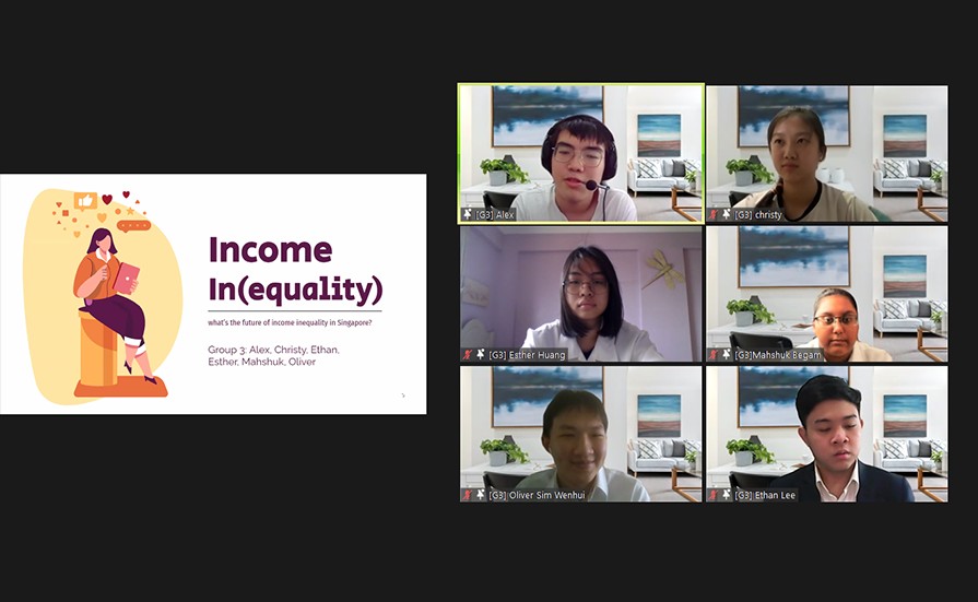 Oliver’s team presented on the issue of income inequality, suggesting that the current meritocratic system may no longer be the answer to bridge income gap.