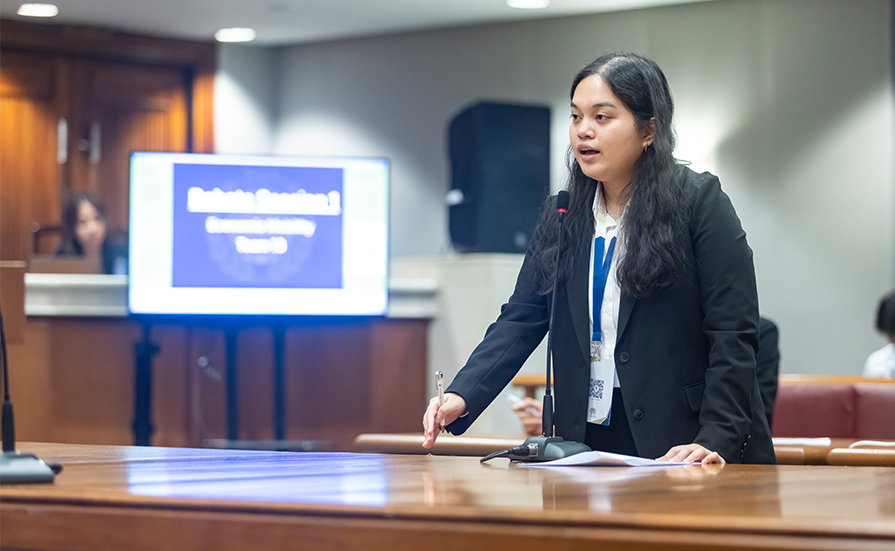 Rosales Sophia Marie Tadeo during her debate session  (Photo by: REACH, Ministry of Communications and Information)