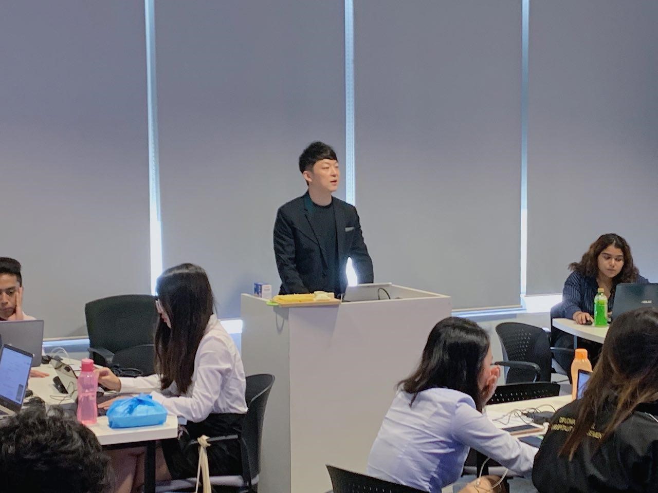 Mr Shunsuke conducting a class of Culinary Science and Kitchen Operations (H218), where he organized a mini session of cheese tasting!